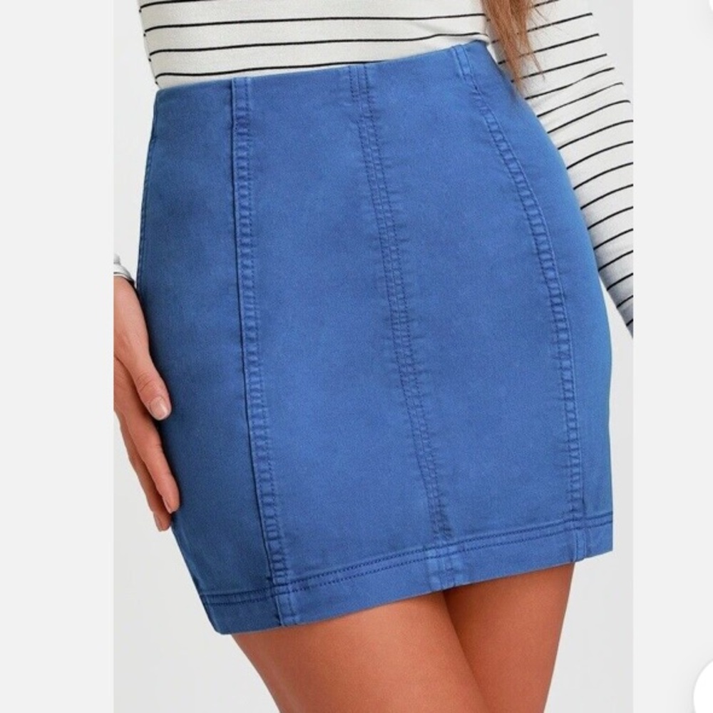 Free People Blue Mini Pencil Skirt